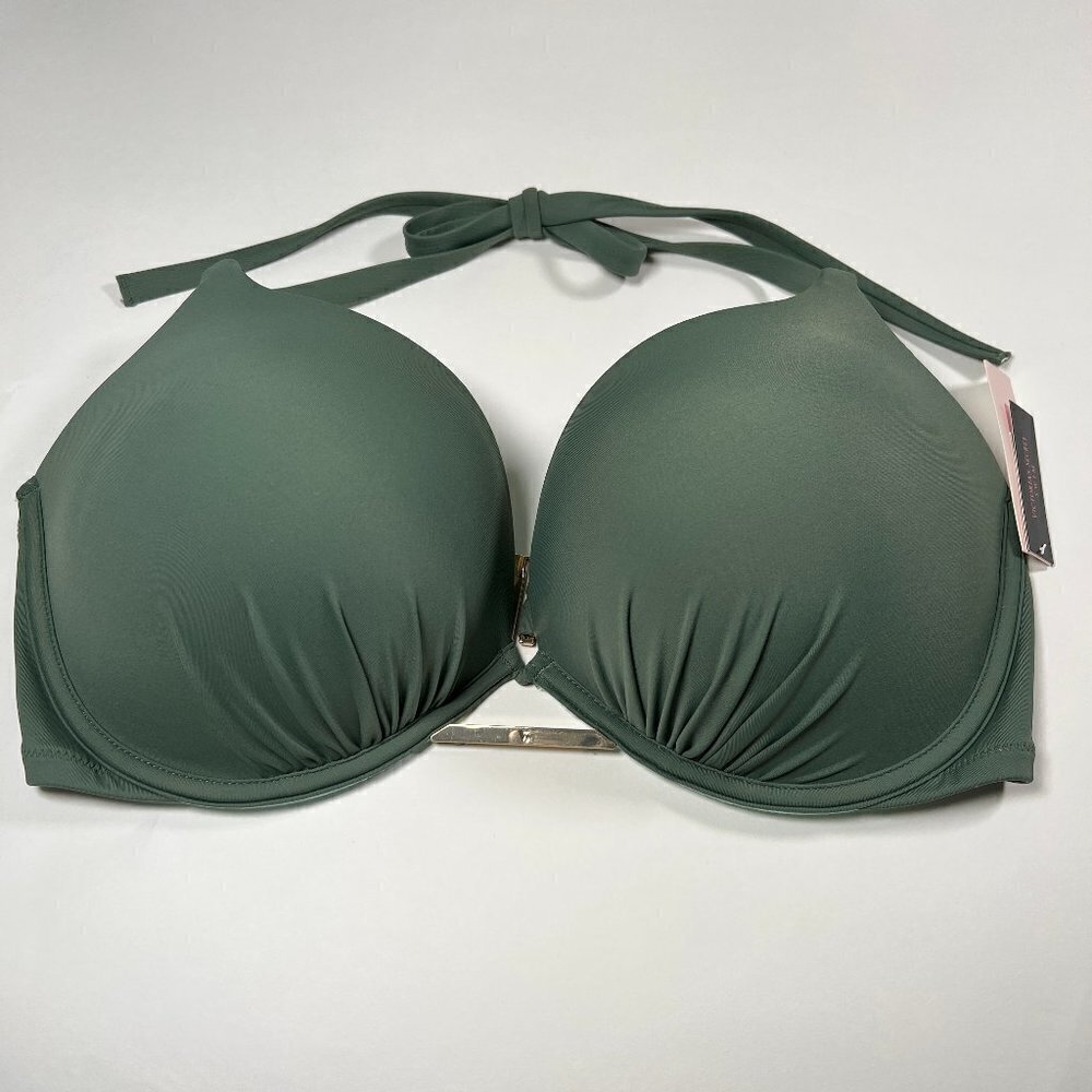 Victoria Secret 38D Bombshell Push Up Bikini Top Adds 2 Cups Olive Miraculous